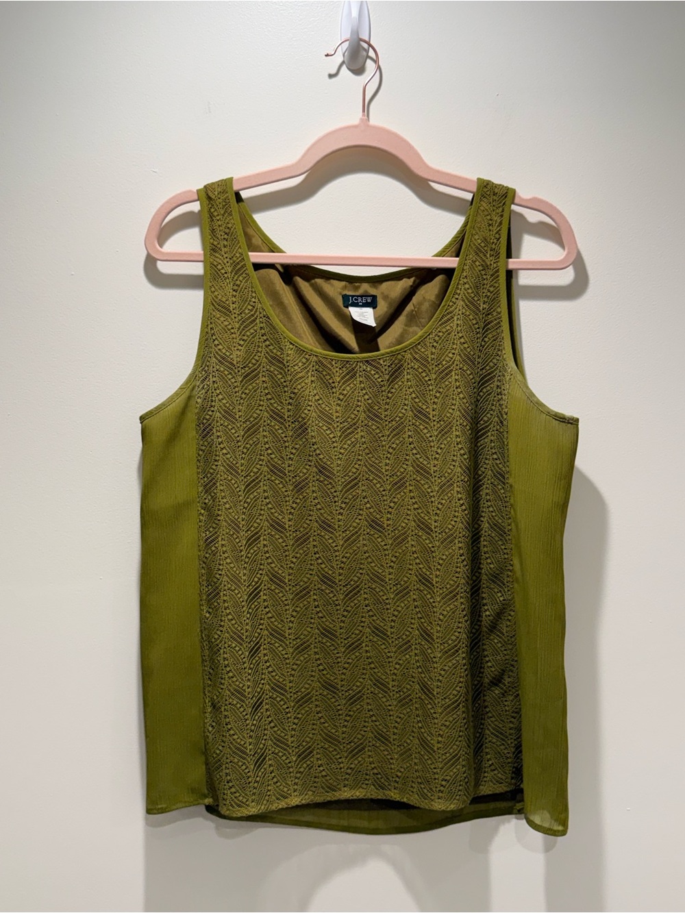 J. Crew Olive Lace-Front Sleeveless Tank